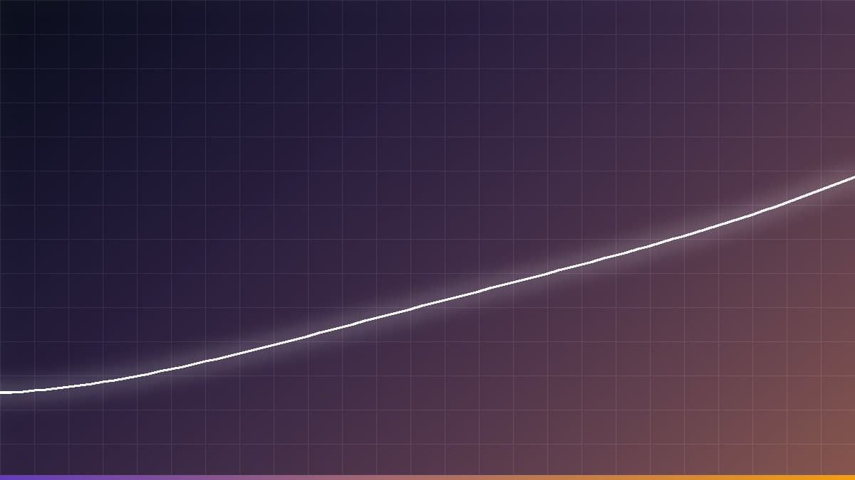 Curva ascendente sobre una retícula, en degradado violeta a ámbar